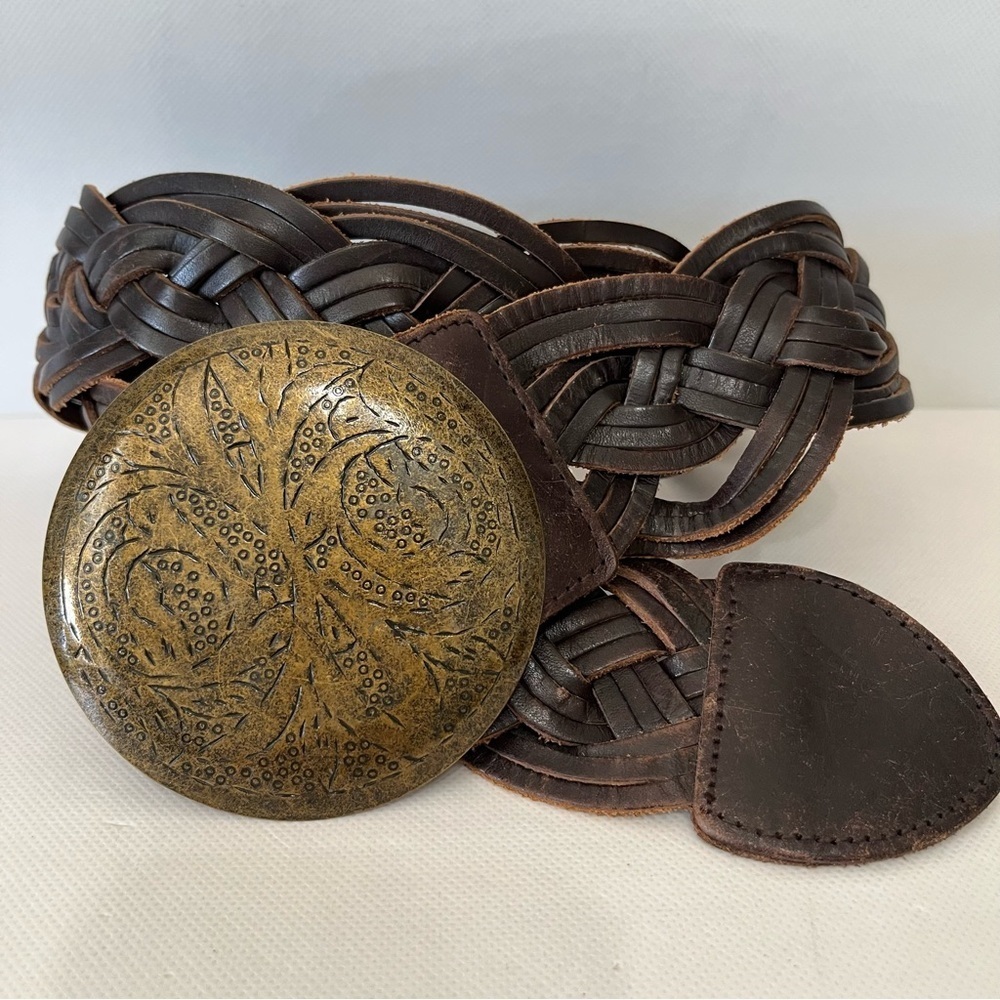 Old Navy Brown Braided Wide Leather Belt